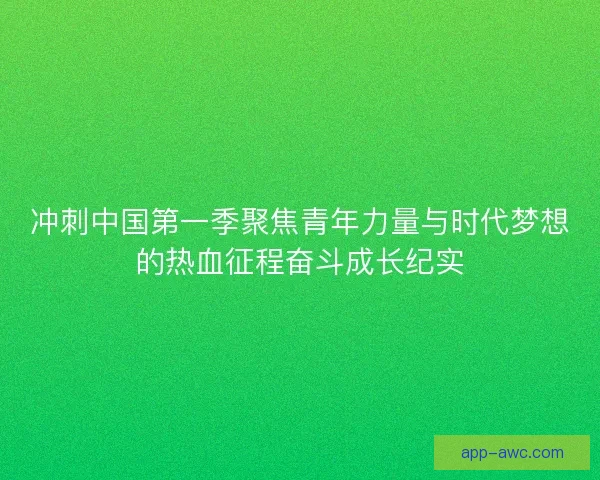 冲刺中国第一季聚焦青年力量与时代梦想的热血征程奋斗成长纪实